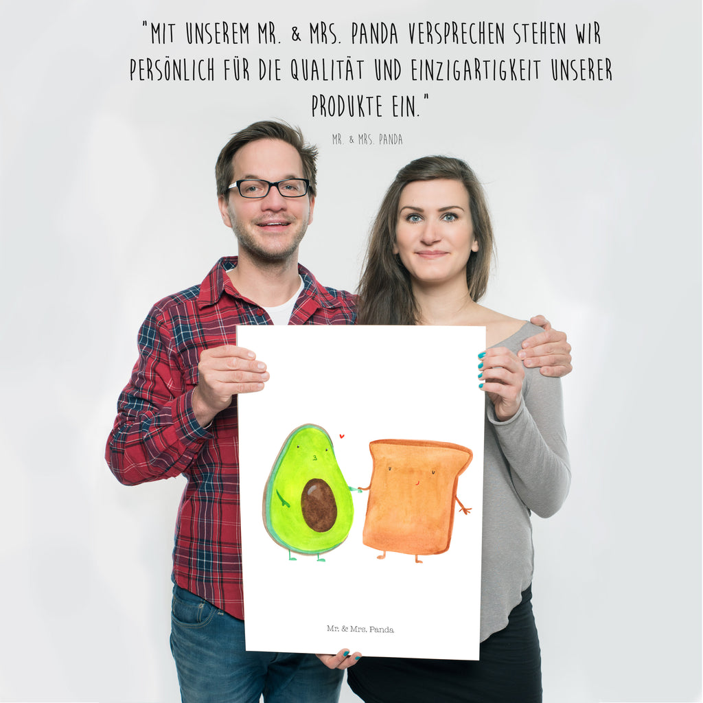Poster Avocado + Toast Poster, Wandposter, Bild, Wanddeko, Küchenposter, Kinderposter, Wanddeko Bild, Raumdekoration, Wanddekoration, Handgemaltes Poster, Mr. & Mrs. Panda Poster, Designposter, Kunstdruck, Posterdruck, Avocado, Veggie, Vegan, Gesund, Toast, Toastbrot, Liebespaar, Pärchen, Freund, Freundin, Verlobt, Verlobungsparty, Hochzeit, Hochzeitsgeschenk, Jahrestag, Jahrestagsgeschenk
