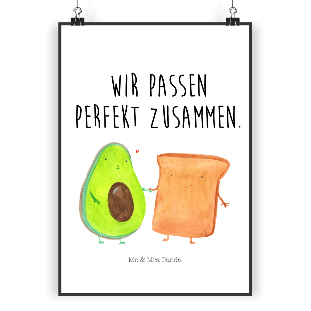 Poster Avocado + Toast Poster, Wandposter, Bild, Wanddeko, Küchenposter, Kinderposter, Wanddeko Bild, Raumdekoration, Wanddekoration, Handgemaltes Poster, Mr. & Mrs. Panda Poster, Designposter, Kunstdruck, Posterdruck, Avocado, Veggie, Vegan, Gesund, Toast, Toastbrot, Liebespaar, Pärchen, Freund, Freundin, Verlobt, Verlobungsparty, Hochzeit, Hochzeitsgeschenk, Jahrestag, Jahrestagsgeschenk