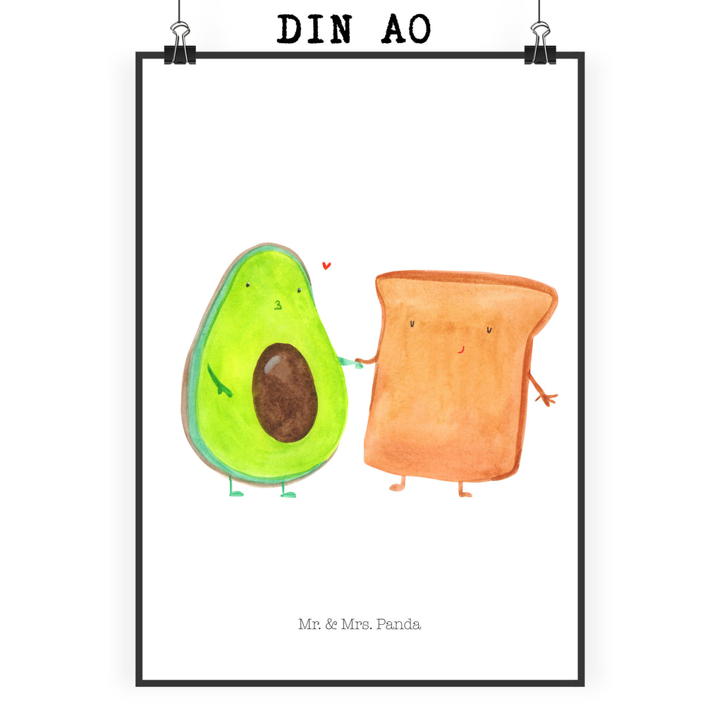 Poster Avocado + Toast Poster, Wandposter, Bild, Wanddeko, Küchenposter, Kinderposter, Wanddeko Bild, Raumdekoration, Wanddekoration, Handgemaltes Poster, Mr. & Mrs. Panda Poster, Designposter, Kunstdruck, Posterdruck, Avocado, Veggie, Vegan, Gesund, Toast, Toastbrot, Liebespaar, Pärchen, Freund, Freundin, Verlobt, Verlobungsparty, Hochzeit, Hochzeitsgeschenk, Jahrestag, Jahrestagsgeschenk