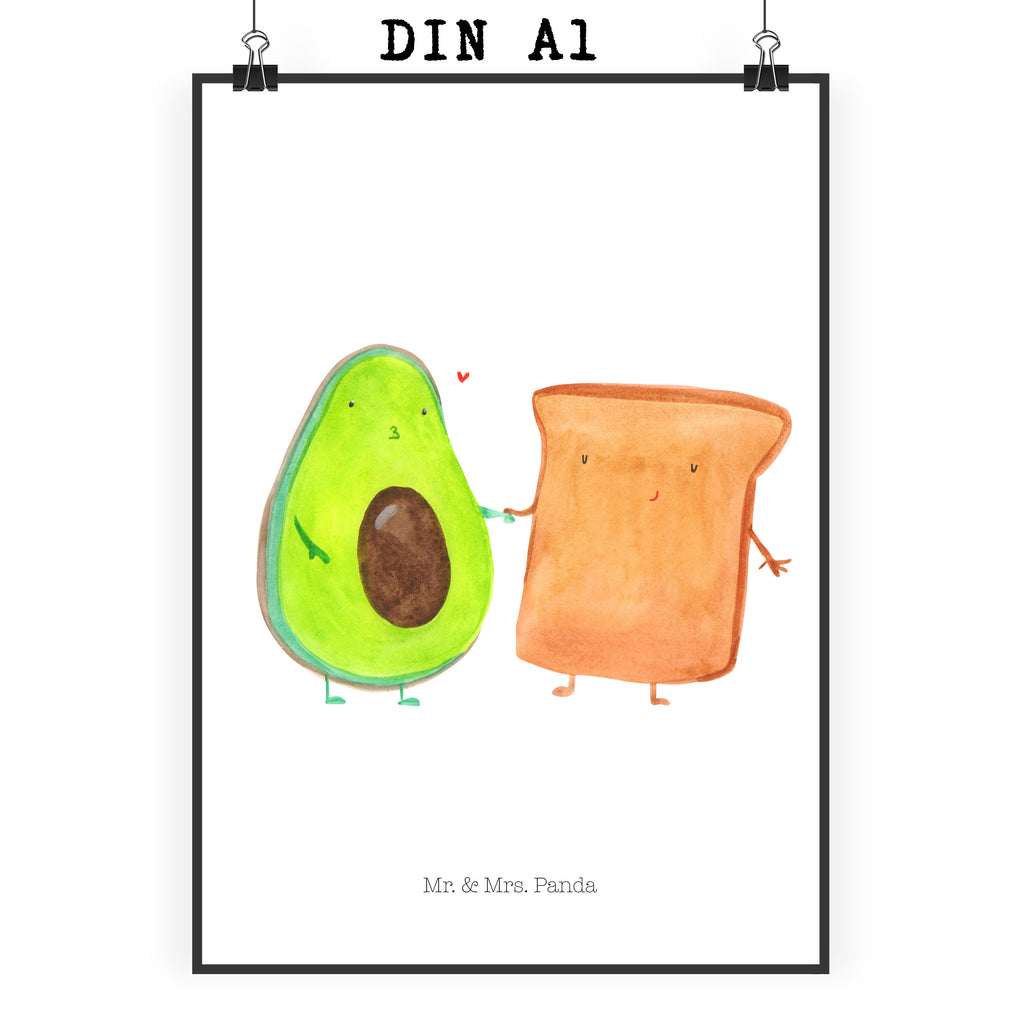 Poster Avocado + Toast Poster, Wandposter, Bild, Wanddeko, Küchenposter, Kinderposter, Wanddeko Bild, Raumdekoration, Wanddekoration, Handgemaltes Poster, Mr. & Mrs. Panda Poster, Designposter, Kunstdruck, Posterdruck, Avocado, Veggie, Vegan, Gesund, Toast, Toastbrot, Liebespaar, Pärchen, Freund, Freundin, Verlobt, Verlobungsparty, Hochzeit, Hochzeitsgeschenk, Jahrestag, Jahrestagsgeschenk