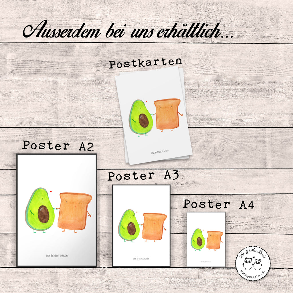 Poster Avocado + Toast Poster, Wandposter, Bild, Wanddeko, Küchenposter, Kinderposter, Wanddeko Bild, Raumdekoration, Wanddekoration, Handgemaltes Poster, Mr. & Mrs. Panda Poster, Designposter, Kunstdruck, Posterdruck, Avocado, Veggie, Vegan, Gesund, Toast, Toastbrot, Liebespaar, Pärchen, Freund, Freundin, Verlobt, Verlobungsparty, Hochzeit, Hochzeitsgeschenk, Jahrestag, Jahrestagsgeschenk
