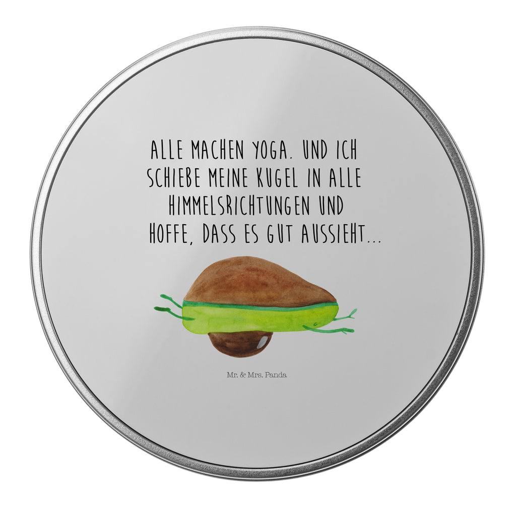 Blechdose rund Avocado Yoga Metalldose, Keksdose, Dose, Vorratsdose, Geschenkbox, Avocado, Veggie, Vegan, Gesund, Avocado Yoga Vegan