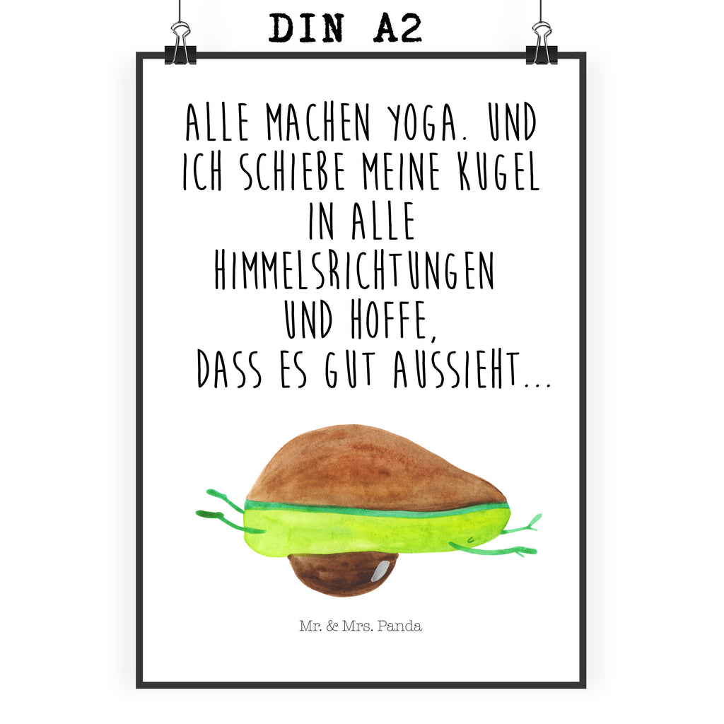 Poster Avocado Yoga Poster, Wandposter, Bild, Wanddeko, Küchenposter, Kinderposter, Wanddeko Bild, Raumdekoration, Wanddekoration, Handgemaltes Poster, Mr. & Mrs. Panda Poster, Designposter, Kunstdruck, Posterdruck, Avocado, Veggie, Vegan, Gesund, Avocado Yoga Vegan