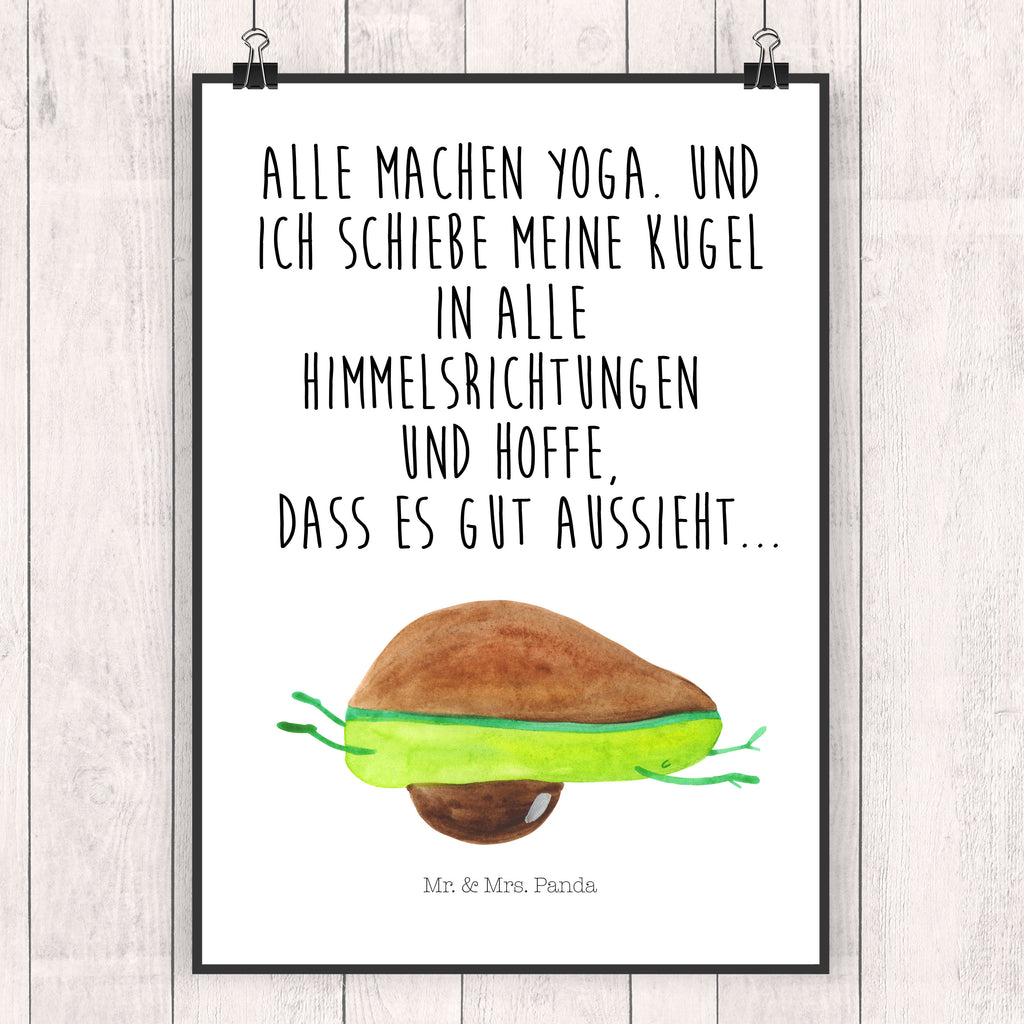 Poster Avocado Yoga Poster, Wandposter, Bild, Wanddeko, Küchenposter, Kinderposter, Wanddeko Bild, Raumdekoration, Wanddekoration, Handgemaltes Poster, Mr. & Mrs. Panda Poster, Designposter, Kunstdruck, Posterdruck, Avocado, Veggie, Vegan, Gesund, Avocado Yoga Vegan