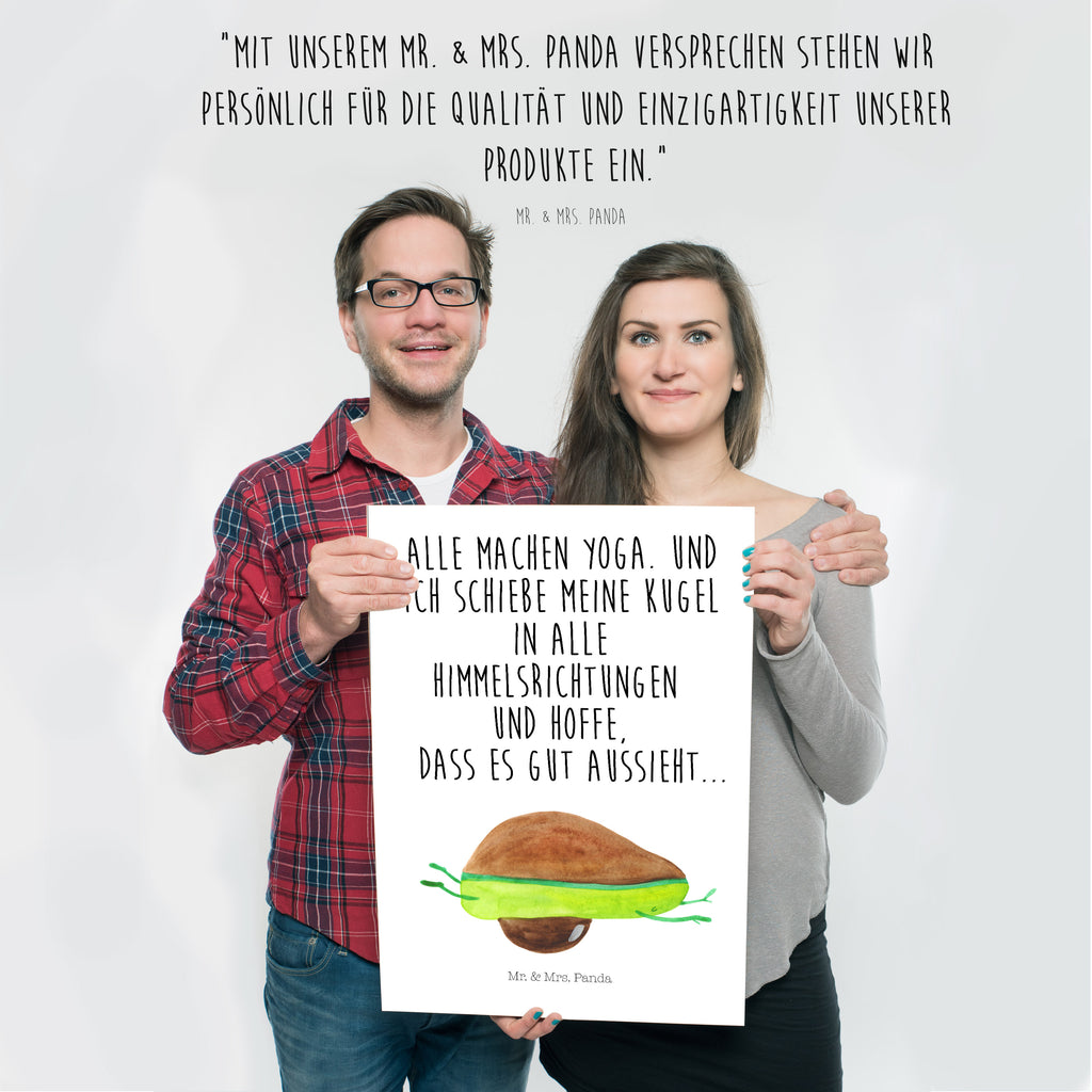 Poster Avocado Yoga Poster, Wandposter, Bild, Wanddeko, Küchenposter, Kinderposter, Wanddeko Bild, Raumdekoration, Wanddekoration, Handgemaltes Poster, Mr. & Mrs. Panda Poster, Designposter, Kunstdruck, Posterdruck, Avocado, Veggie, Vegan, Gesund, Avocado Yoga Vegan