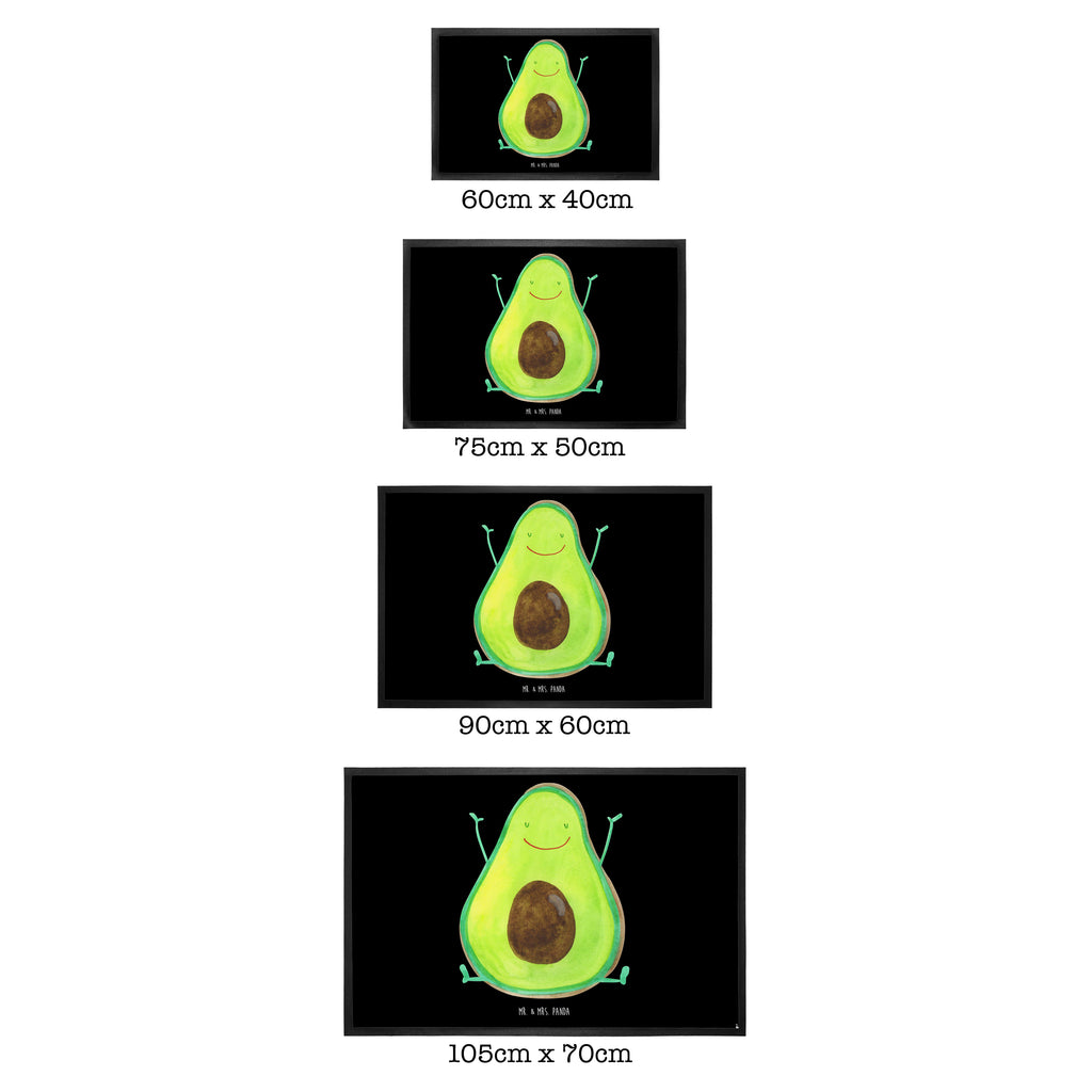 Fußmatte Avocado Happy Türvorleger, Schmutzmatte, Fußabtreter, Matte, Schmutzfänger, Fußabstreifer, Schmutzfangmatte, Türmatte, Motivfußmatte, Haustürmatte, Vorleger, Avocado, Veggie, Vegan, Gesund, Chaos