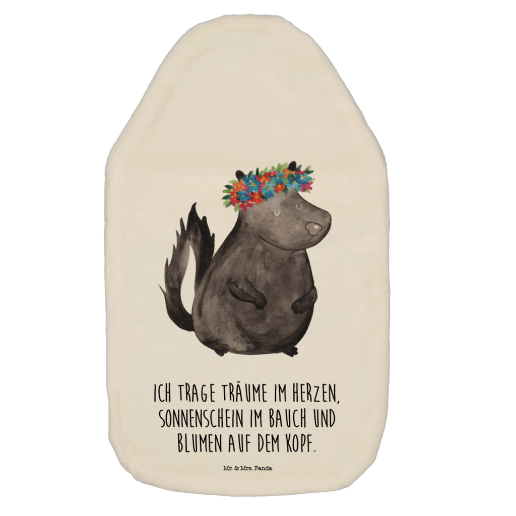 Wärmflasche Stinktier Blumenmaedchen Wärmekissen, Kinderwärmflasche, Körnerkissen, Wärmflaschenbezug, Wärmflasche mit Bezug, Stinktier, Skunk, Wildtier, Raubtier, Stinker, Stinki, Yoga, Namaste, Lebe, Liebe, Lache