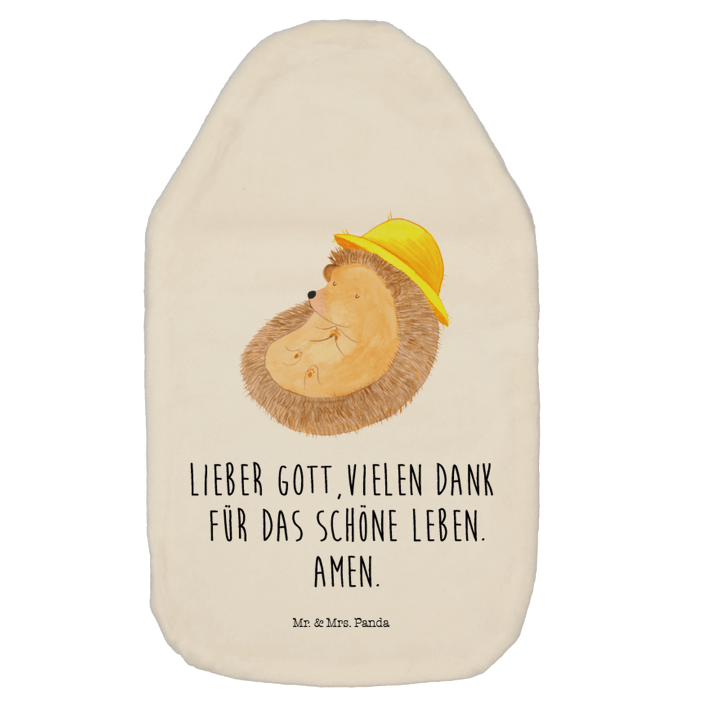 Wärmflasche Igel betet Wärmekissen, Kinderwärmflasche, Körnerkissen, Wärmflaschenbezug, Wärmflasche mit Bezug, Tiermotive, Gute Laune, lustige Sprüche, Tiere, Igel, Igel mit Hut, Sonnenhut, Gott, Amen, beten, Leben, Dankbarkeit, Dankbar sein, dankbar, genießen