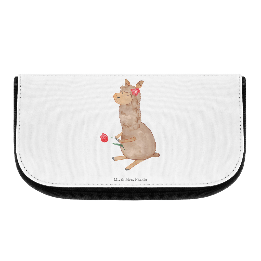 Kosmetiktasche Alpaka Blume Kosmetikbeutel, Kulturtasche, Kulturbeutel, Schminktasche, Make-Up Tasche, Alpaka, Lama, Blume, Lamas, Alpaka Zitat, Alpaka Spruch, Alpaka Dekor, Alpaka Geschenk, Alpaka Dekoration, Alpaka Witz, Motiv Alpaka