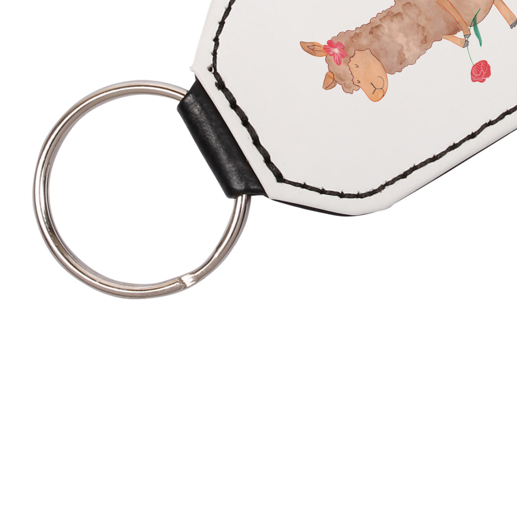 Rechteckig Schlüsselanhänger Alpaka Blume Schlüsselanhänger, Anhänger, Taschenanhänger, Glücksbringer, Schutzengel, Alpaka, Lama, Blume, Lamas, Alpaka Zitat, Alpaka Spruch, Alpaka Dekor, Alpaka Geschenk, Alpaka Dekoration, Alpaka Witz, Motiv Alpaka