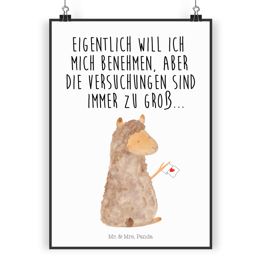 Poster Alpaka Fahne Poster, Wandposter, Bild, Wanddeko, Küchenposter, Kinderposter, Wanddeko Bild, Raumdekoration, Wanddekoration, Handgemaltes Poster, Mr. & Mrs. Panda Poster, Designposter, Kunstdruck, Posterdruck, Alpaka, Lama, Alpakas, Lamas, Liebe