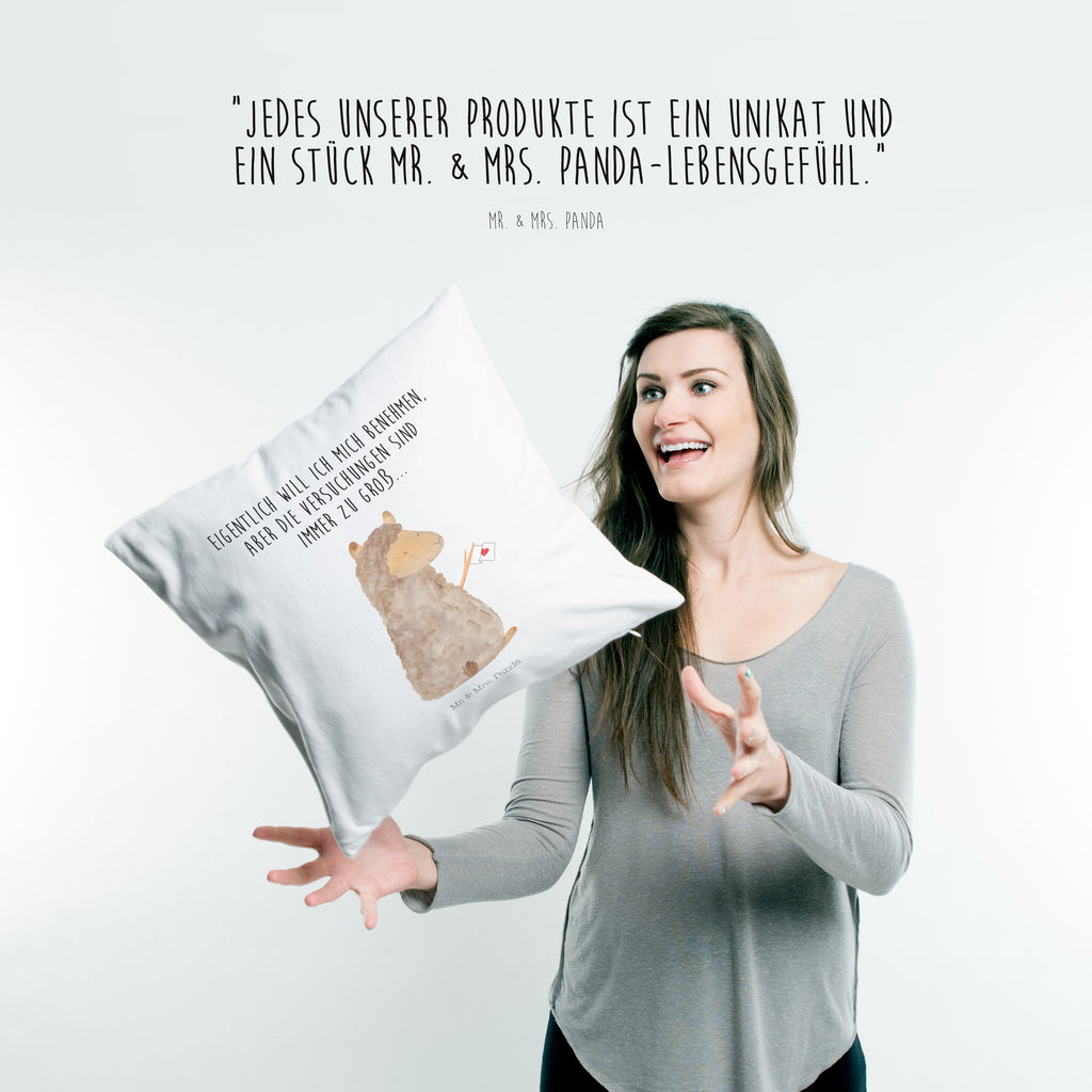 40x40 Kissen Alpaka Fahne Kissenhülle, Kopfkissen, Sofakissen, Dekokissen, Motivkissen, Alpaka, Lama, Alpakas, Lamas, Liebe