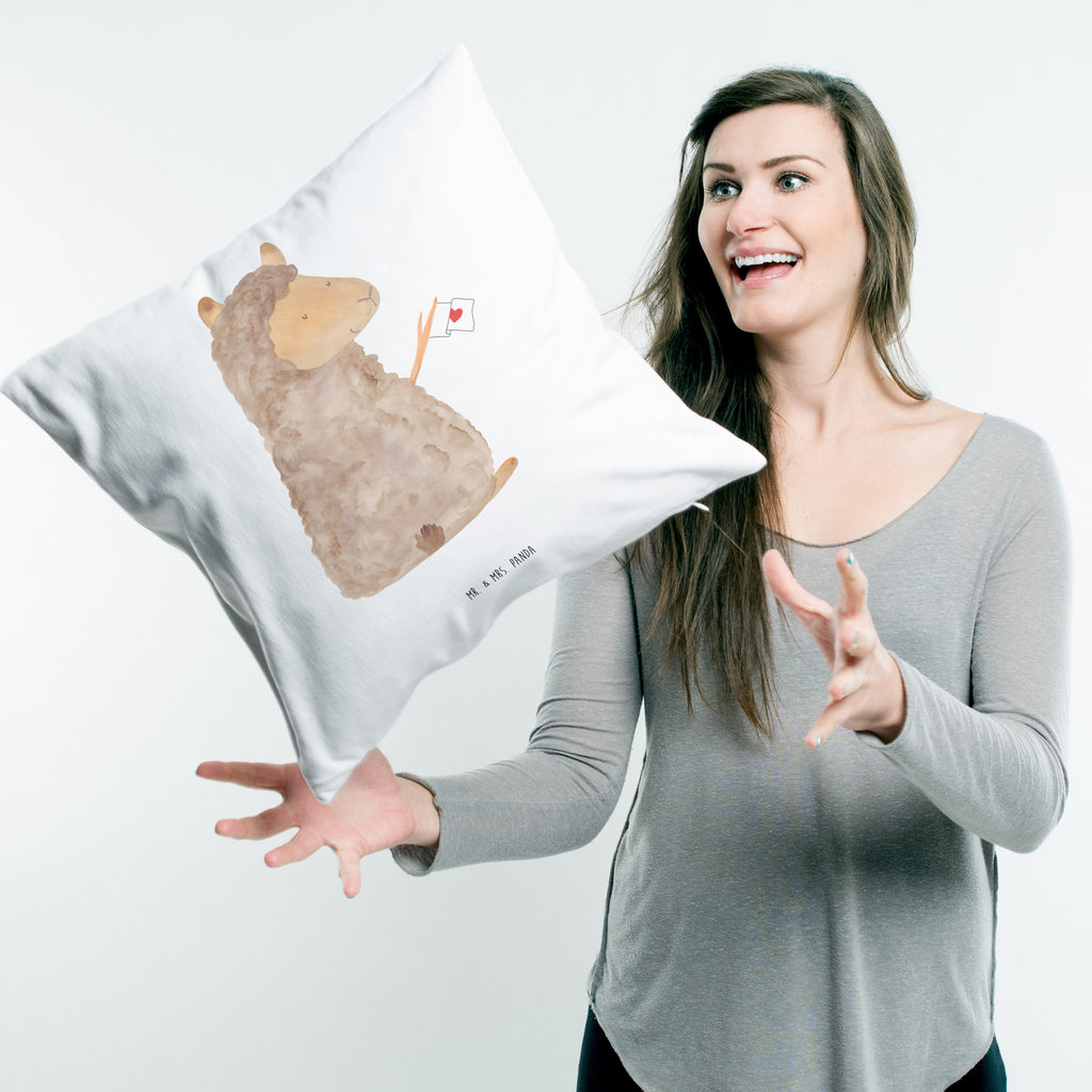 40x40 Kissen Alpaka Fahne Kissenhülle, Kopfkissen, Sofakissen, Dekokissen, Motivkissen, Alpaka, Lama, Alpakas, Lamas, Liebe