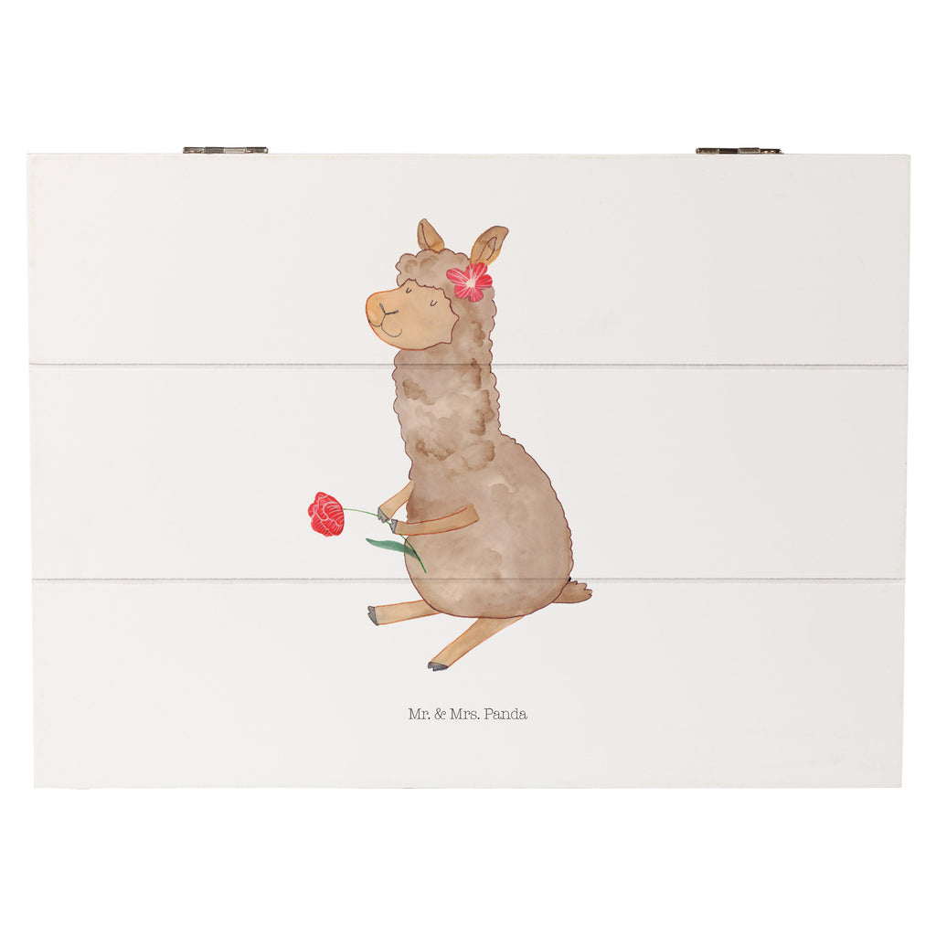Holzkiste Alpaka Blume Holzkiste, Kiste, Schatzkiste, Truhe, Schatulle, XXL, Erinnerungsbox, Erinnerungskiste, Dekokiste, Aufbewahrungsbox, Alpaka, Lama, Blume, Lamas, Alpaka Zitat, Alpaka Spruch, Alpaka Dekor, Alpaka Geschenk, Alpaka Dekoration, Alpaka Witz, Motiv Alpaka