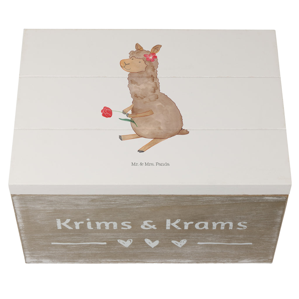 Holzkiste Alpaka Blume Holzkiste, Kiste, Schatzkiste, Truhe, Schatulle, XXL, Erinnerungsbox, Erinnerungskiste, Dekokiste, Aufbewahrungsbox, Alpaka, Lama, Blume, Lamas, Alpaka Zitat, Alpaka Spruch, Alpaka Dekor, Alpaka Geschenk, Alpaka Dekoration, Alpaka Witz, Motiv Alpaka