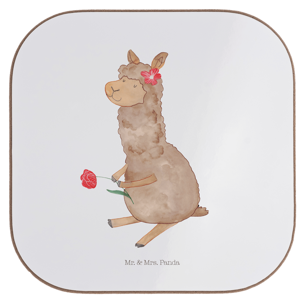 Quadratische Untersetzer Alpaka Blume Bierdeckel, Glasuntersetzer, Untersetzer Gläser, Getränkeuntersetzer, Alpaka, Lama, Blume, Lamas, Alpaka Zitat, Alpaka Spruch, Alpaka Dekor, Alpaka Geschenk, Alpaka Dekoration, Alpaka Witz, Motiv Alpaka