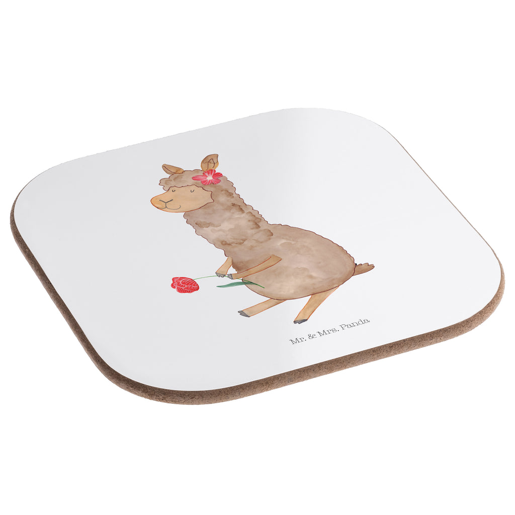 Quadratische Untersetzer Alpaka Blume Bierdeckel, Glasuntersetzer, Untersetzer Gläser, Getränkeuntersetzer, Alpaka, Lama, Blume, Lamas, Alpaka Zitat, Alpaka Spruch, Alpaka Dekor, Alpaka Geschenk, Alpaka Dekoration, Alpaka Witz, Motiv Alpaka