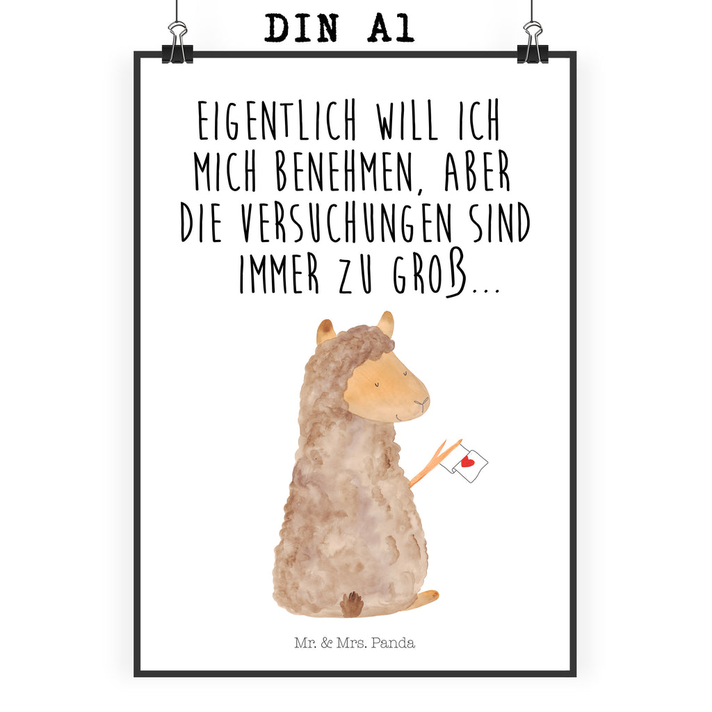 Poster Alpaka Fahne Poster, Wandposter, Bild, Wanddeko, Küchenposter, Kinderposter, Wanddeko Bild, Raumdekoration, Wanddekoration, Handgemaltes Poster, Mr. & Mrs. Panda Poster, Designposter, Kunstdruck, Posterdruck, Alpaka, Lama, Alpakas, Lamas, Liebe