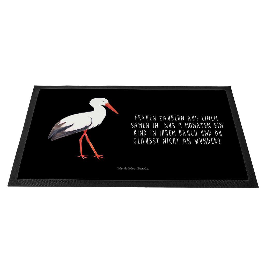 Fußmatte Storch Storch, Störche, Schwangerschaft, Geburt, Mutter, Mütter, Mutter werden, Schwanger, Babybauch, Baby	 Türvorleger, Schmutzmatte, Fußabtreter, Matte, Schmutzfänger, Fußabstreifer, Schmutzfangmatte, Türmatte, Motivfußmatte,  Haustürmatte, Vorleger  süße Tiermotive, gute Laune, lustige Sprüche, Tiere