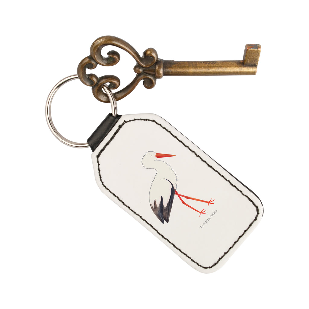 Rechteckig Schlüsselanhänger Storch Schlüsselanhänger, Anhänger, Taschenanhänger, Glücksbringer, Schutzengel, Tiermotive, Gute Laune, lustige Sprüche, Tiere, Storch, Störche, Schwangerschaft, Geburt, Mutter, Mütter, Mutter werden, Schwanger, Babybauch, Baby