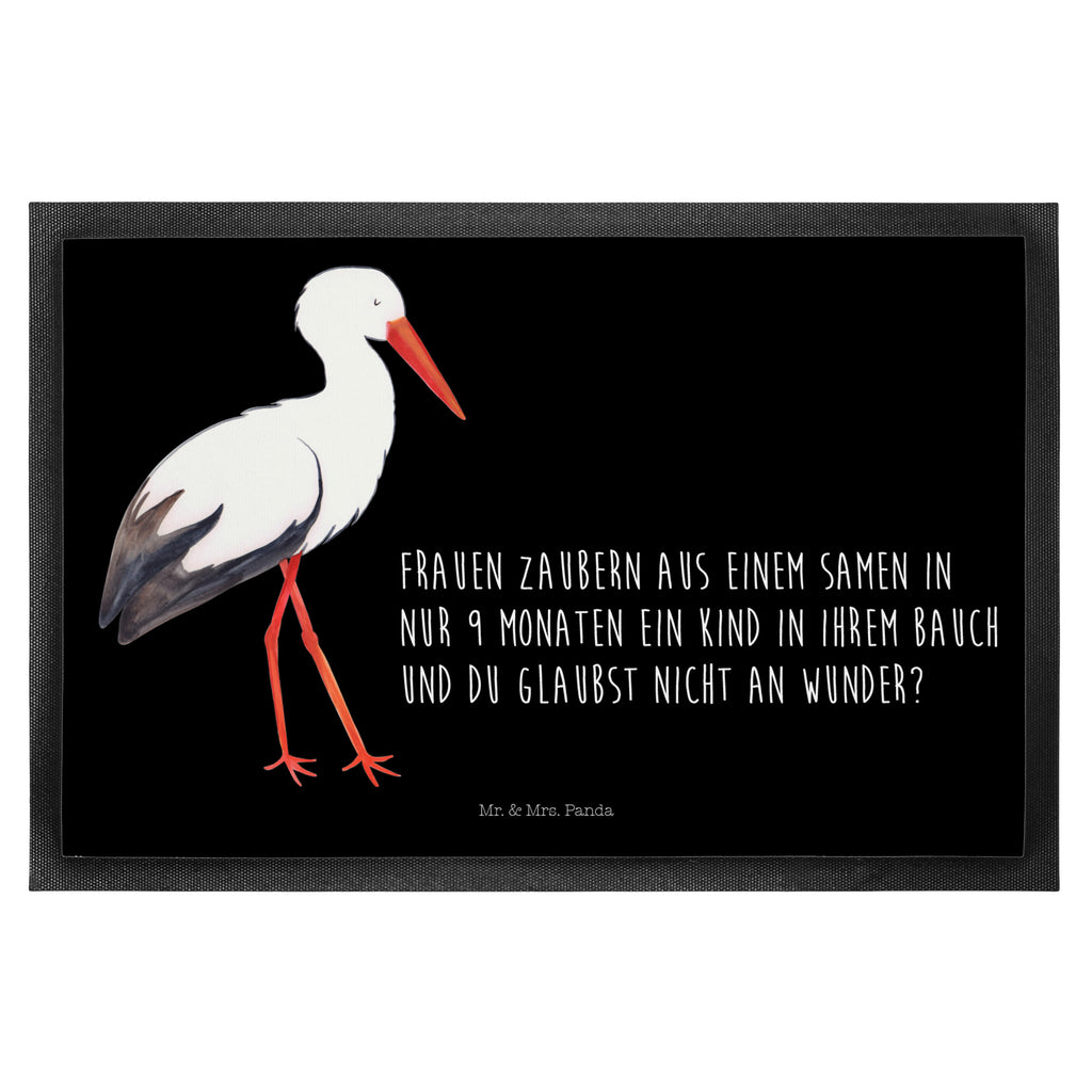 Fußmatte Storch Storch, Störche, Schwangerschaft, Geburt, Mutter, Mütter, Mutter werden, Schwanger, Babybauch, Baby	 Türvorleger, Schmutzmatte, Fußabtreter, Matte, Schmutzfänger, Fußabstreifer, Schmutzfangmatte, Türmatte, Motivfußmatte,  Haustürmatte, Vorleger  süße Tiermotive, gute Laune, lustige Sprüche, Tiere