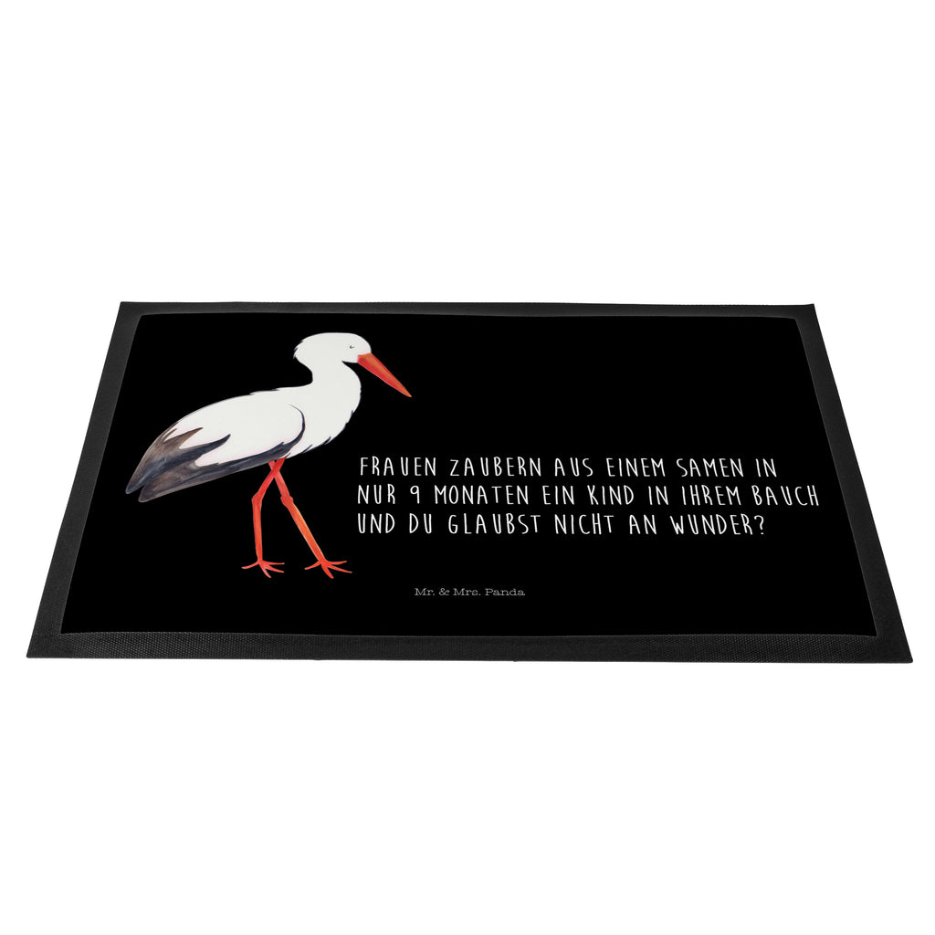 Fußmatte Storch Storch, Störche, Schwangerschaft, Geburt, Mutter, Mütter, Mutter werden, Schwanger, Babybauch, Baby	 Türvorleger, Schmutzmatte, Fußabtreter, Matte, Schmutzfänger, Fußabstreifer, Schmutzfangmatte, Türmatte, Motivfußmatte,  Haustürmatte, Vorleger  süße Tiermotive, gute Laune, lustige Sprüche, Tiere