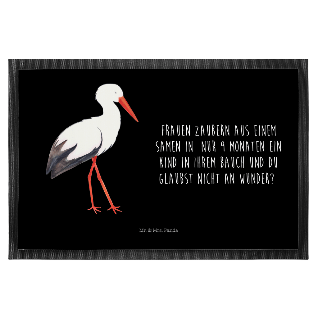 Fußmatte Storch Storch, Störche, Schwangerschaft, Geburt, Mutter, Mütter, Mutter werden, Schwanger, Babybauch, Baby	 Türvorleger, Schmutzmatte, Fußabtreter, Matte, Schmutzfänger, Fußabstreifer, Schmutzfangmatte, Türmatte, Motivfußmatte,  Haustürmatte, Vorleger  süße Tiermotive, gute Laune, lustige Sprüche, Tiere