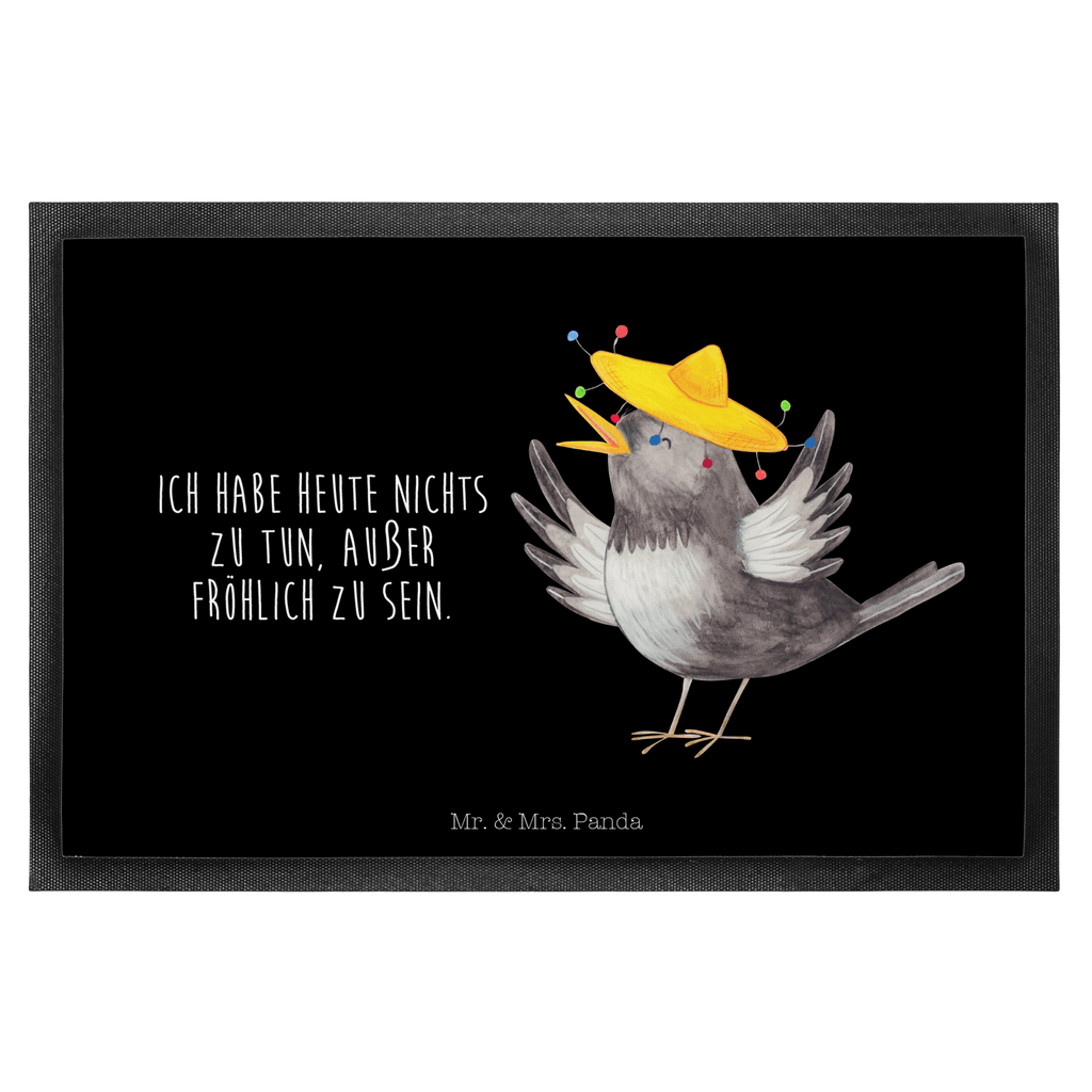 Fußmatte Rabe mit Sombrero Türvorleger, Schmutzmatte, Fußabtreter, Matte, Schmutzfänger, Fußabstreifer, Schmutzfangmatte, Türmatte, Motivfußmatte, Haustürmatte, Vorleger, Tiermotive, Gute Laune, lustige Sprüche, Tiere, Rabe, Vogel, Vögel, Spruch positiv, fröhlich sein, glücklich sein, Glück Spruch, froh, Elster, Motivation