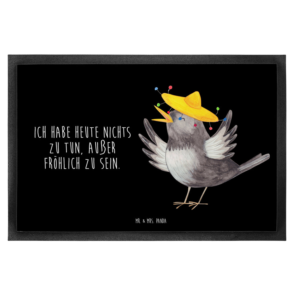 Fußmatte Rabe mit Sombrero Türvorleger, Schmutzmatte, Fußabtreter, Matte, Schmutzfänger, Fußabstreifer, Schmutzfangmatte, Türmatte, Motivfußmatte, Haustürmatte, Vorleger, Tiermotive, Gute Laune, lustige Sprüche, Tiere, Rabe, Vogel, Vögel, Spruch positiv, fröhlich sein, glücklich sein, Glück Spruch, froh, Elster, Motivation