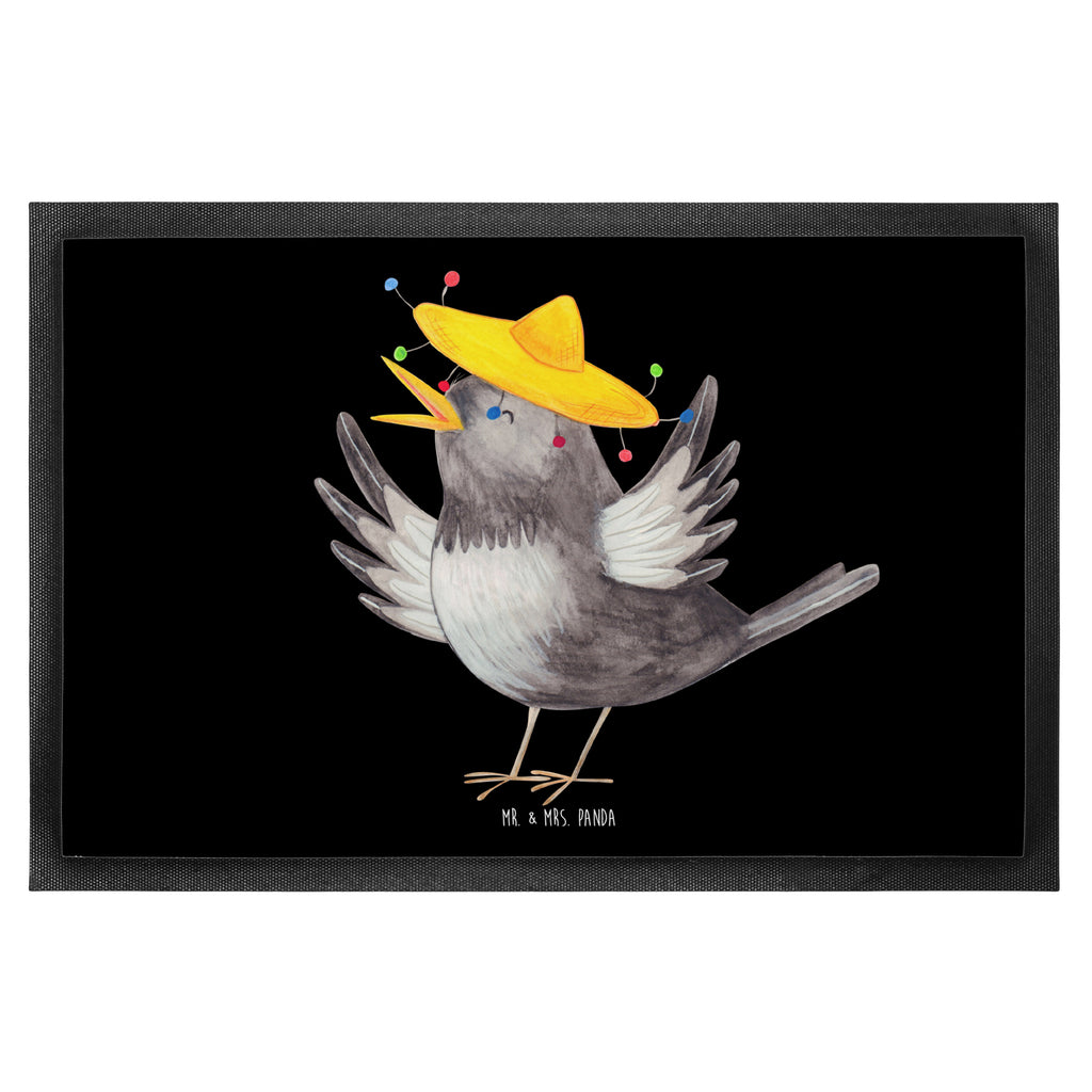 Fußmatte Rabe mit Sombrero Türvorleger, Schmutzmatte, Fußabtreter, Matte, Schmutzfänger, Fußabstreifer, Schmutzfangmatte, Türmatte, Motivfußmatte, Haustürmatte, Vorleger, Tiermotive, Gute Laune, lustige Sprüche, Tiere, Rabe, Vogel, Vögel, Spruch positiv, fröhlich sein, glücklich sein, Glück Spruch, froh, Elster, Motivation