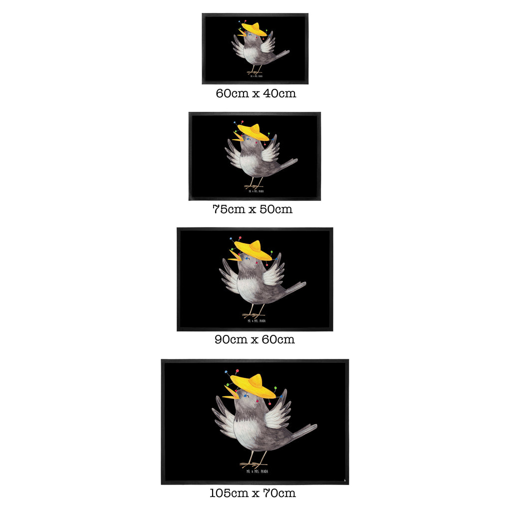 Fußmatte Rabe mit Sombrero Türvorleger, Schmutzmatte, Fußabtreter, Matte, Schmutzfänger, Fußabstreifer, Schmutzfangmatte, Türmatte, Motivfußmatte, Haustürmatte, Vorleger, Tiermotive, Gute Laune, lustige Sprüche, Tiere, Rabe, Vogel, Vögel, Spruch positiv, fröhlich sein, glücklich sein, Glück Spruch, froh, Elster, Motivation