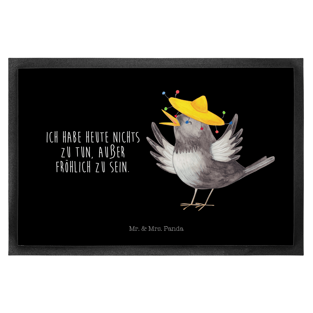 Fußmatte Rabe mit Sombrero Türvorleger, Schmutzmatte, Fußabtreter, Matte, Schmutzfänger, Fußabstreifer, Schmutzfangmatte, Türmatte, Motivfußmatte, Haustürmatte, Vorleger, Tiermotive, Gute Laune, lustige Sprüche, Tiere, Rabe, Vogel, Vögel, Spruch positiv, fröhlich sein, glücklich sein, Glück Spruch, froh, Elster, Motivation