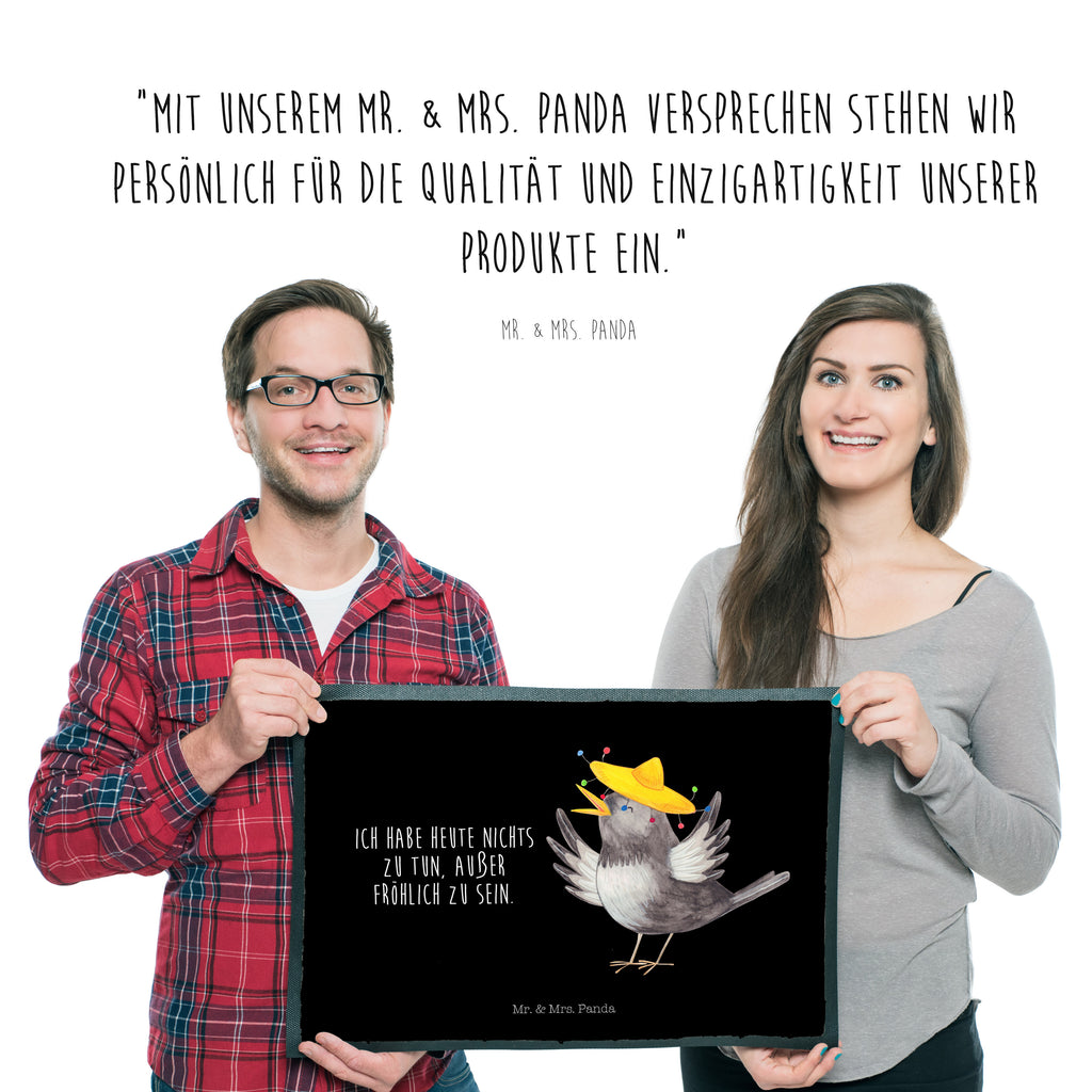 Fußmatte Rabe mit Sombrero Türvorleger, Schmutzmatte, Fußabtreter, Matte, Schmutzfänger, Fußabstreifer, Schmutzfangmatte, Türmatte, Motivfußmatte, Haustürmatte, Vorleger, Tiermotive, Gute Laune, lustige Sprüche, Tiere, Rabe, Vogel, Vögel, Spruch positiv, fröhlich sein, glücklich sein, Glück Spruch, froh, Elster, Motivation