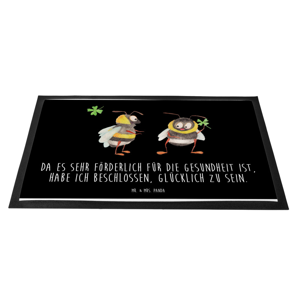 Fußmatte Hummeln mit Kleeblatt Hummel, Biene, Spruch positiv, Biene Deko, Spruch schön, glücklich sein, glücklich werden, Spruch fröhlich Türvorleger, Schmutzmatte, Fußabtreter, Matte, Schmutzfänger, Fußabstreifer, Schmutzfangmatte, Türmatte, Motivfußmatte,  Haustürmatte, Vorleger  süße Tiermotive, gute Laune, lustige Sprüche, Tiere