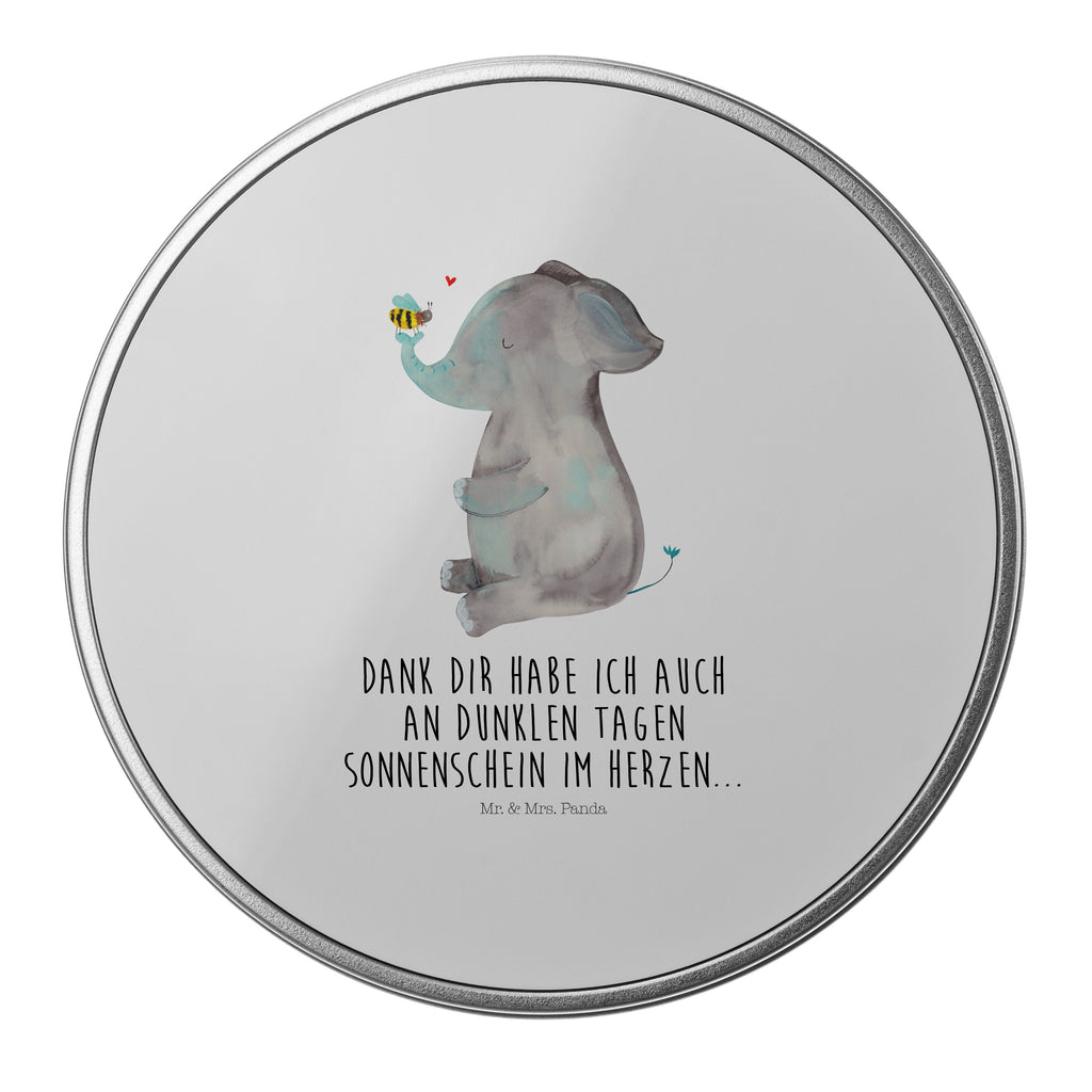 Blechdose rund Elefant & Biene Metalldose, Keksdose, Dose, Vorratsdose, Geschenkbox, Tiermotive, Gute Laune, lustige Sprüche, Tiere, Elefant, Biene, Liebe, Liebesbeweis, Jahrestag, Liebesgeschenk, Heiratsantrag, Hochzeitsgeschenk, Liebesspruch