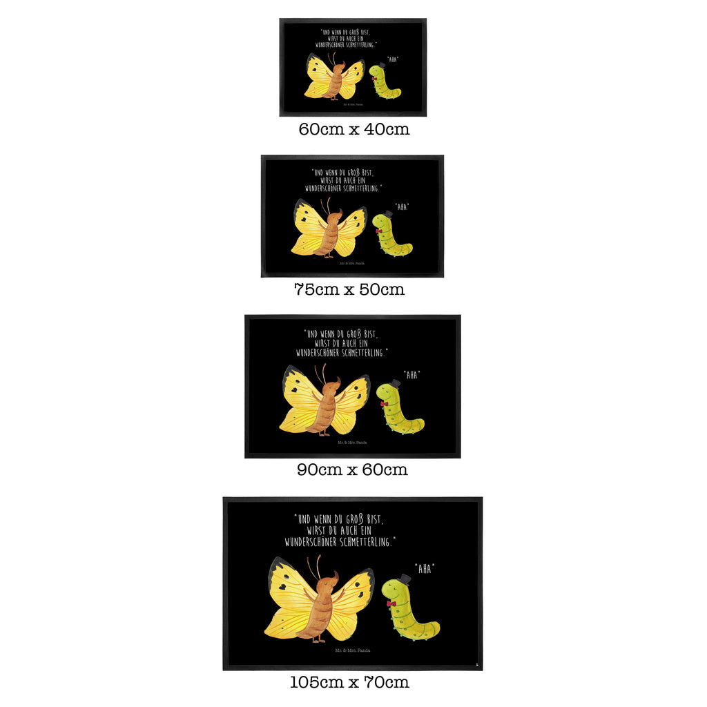 Fußmatte Raupe & Schmetterling Raupe, Schmetterling, Zitronenfalter, Entwicklung, Erwachsen werden, Kokon, Hut, Hütchen, Schönheit, Aufwachsen, Türvorleger, Schmutzmatte, Fußabtreter, Matte, Schmutzfänger, Fußabstreifer, Schmutzfangmatte, Türmatte, Motivfußmatte,  Haustürmatte, Vorleger  süße Tiermotive, gute Laune, lustige Sprüche, Tiere