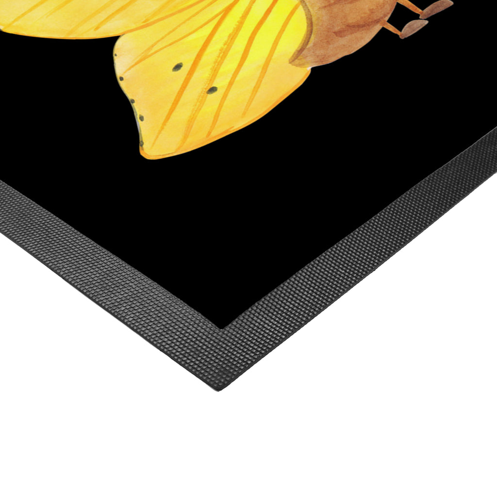 Fußmatte Raupe & Schmetterling Raupe, Schmetterling, Zitronenfalter, Entwicklung, Erwachsen werden, Kokon, Hut, Hütchen, Schönheit, Aufwachsen, Türvorleger, Schmutzmatte, Fußabtreter, Matte, Schmutzfänger, Fußabstreifer, Schmutzfangmatte, Türmatte, Motivfußmatte,  Haustürmatte, Vorleger  süße Tiermotive, gute Laune, lustige Sprüche, Tiere
