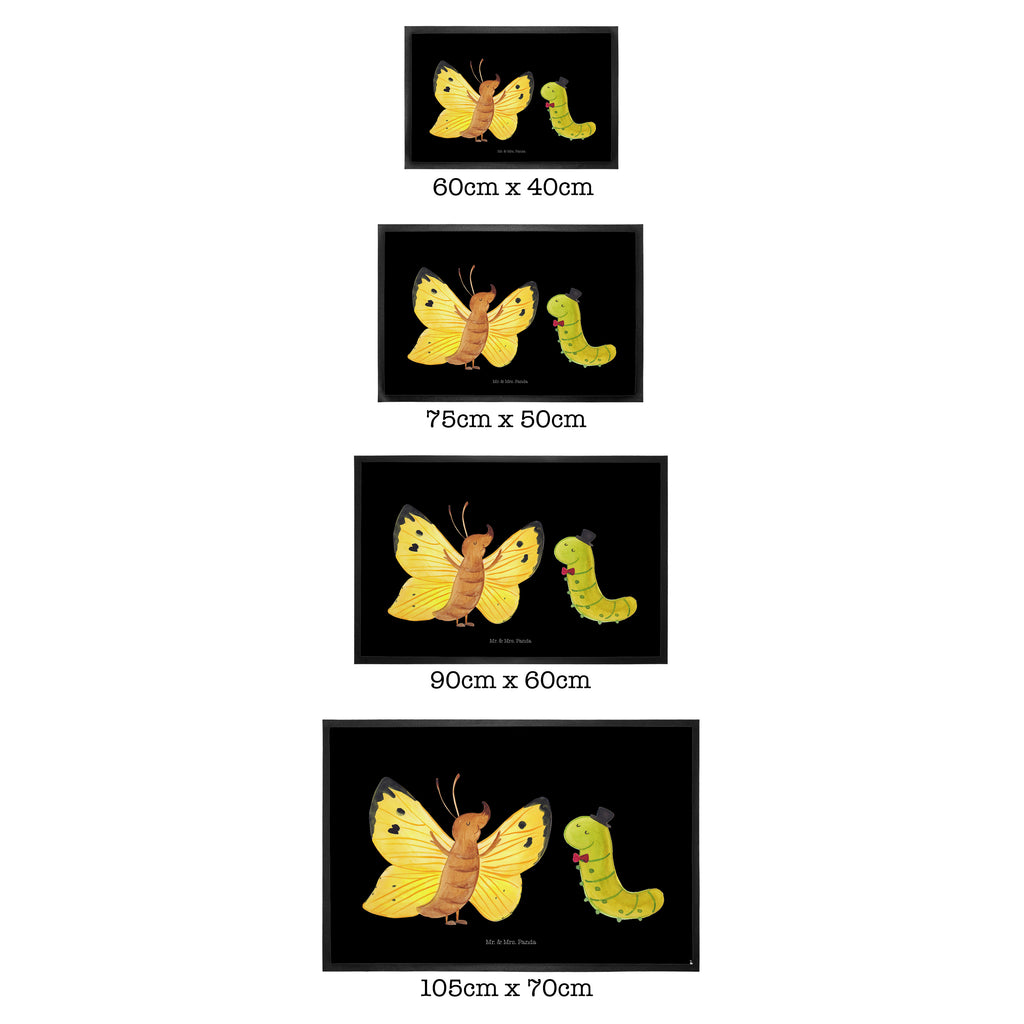 Fußmatte Raupe & Schmetterling Raupe, Schmetterling, Zitronenfalter, Entwicklung, Erwachsen werden, Kokon, Hut, Hütchen, Schönheit, Aufwachsen, Türvorleger, Schmutzmatte, Fußabtreter, Matte, Schmutzfänger, Fußabstreifer, Schmutzfangmatte, Türmatte, Motivfußmatte,  Haustürmatte, Vorleger  süße Tiermotive, gute Laune, lustige Sprüche, Tiere