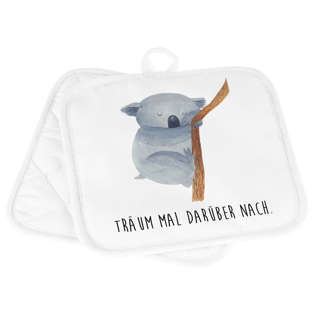 2er Set Topflappen  Koalabär Topflappen, Topfuntersetzer, Ofenhandschuh, Topflappen Set, Topflappen lustig, Topflappen mit Spruch, Tiermotive, Gute Laune, lustige Sprüche, Tiere, Koala, träumen, Traum, schlafen, Schlafzimmer, Traumland, Bär, Koalabär