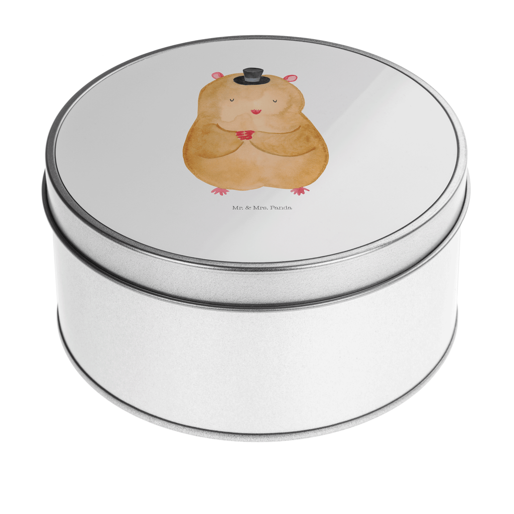 Blechdose rund Hamster mit Hut Metalldose, Keksdose, Dose, Vorratsdose, Geschenkbox, Tiermotive, Gute Laune, lustige Sprüche, Tiere, Hamster, Hut, Magier, Zylinder, Zwerghamster, Zauberer, Houdini