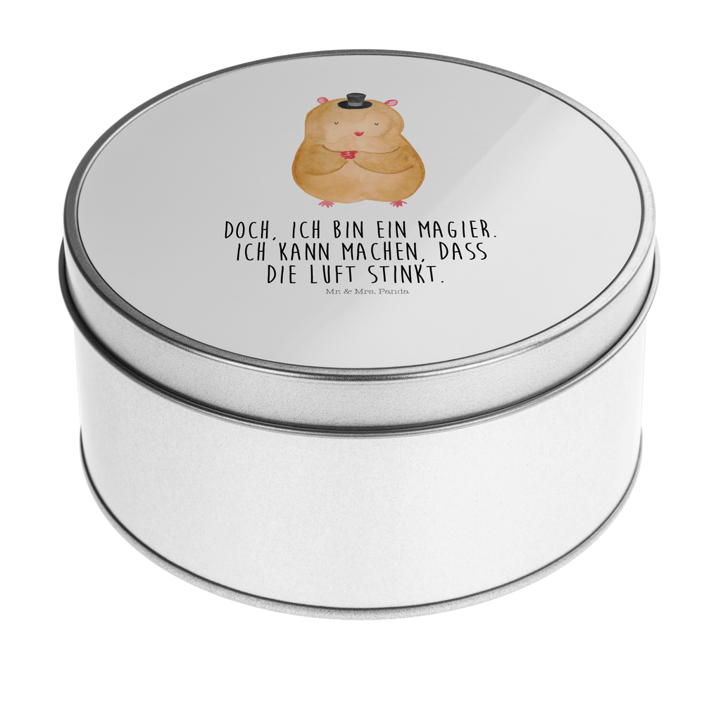 Blechdose rund Hamster mit Hut Metalldose, Keksdose, Dose, Vorratsdose, Geschenkbox, Tiermotive, Gute Laune, lustige Sprüche, Tiere, Hamster, Hut, Magier, Zylinder, Zwerghamster, Zauberer, Houdini