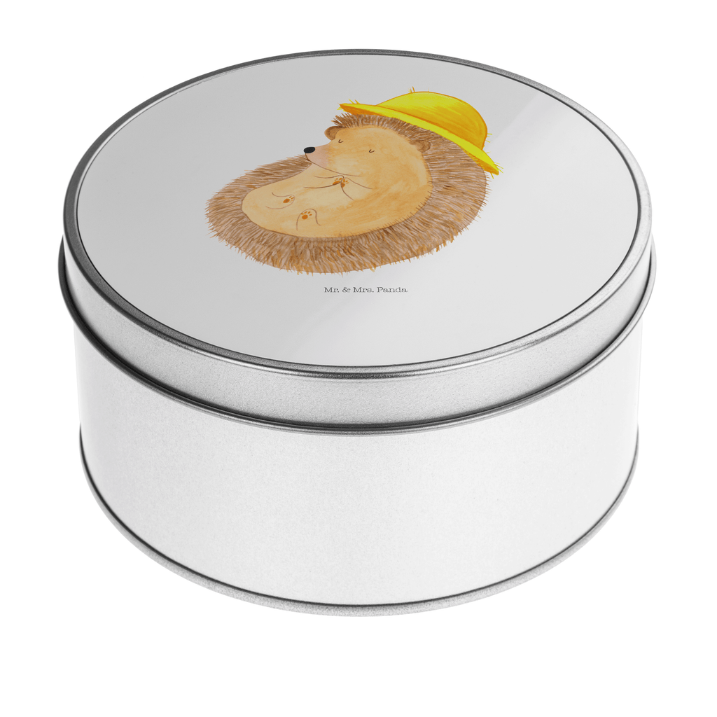 Blechdose rund Igel betet Metalldose, Keksdose, Dose, Vorratsdose, Geschenkbox, Tiermotive, Gute Laune, lustige Sprüche, Tiere, Igel, Igel mit Hut, Sonnenhut, Gott, Amen, beten, Leben, Dankbarkeit, Dankbar sein, dankbar, genießen