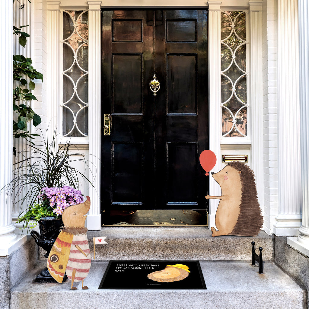 Fußmatte Igel betet Igel, Igel mit Hut, Sonnenhut, Gott, Amen, beten, Leben, Dankbarkeit, Dankbar sein, dankbar, genießen Türvorleger, Schmutzmatte, Fußabtreter, Matte, Schmutzfänger, Fußabstreifer, Schmutzfangmatte, Türmatte, Motivfußmatte,  Haustürmatte, Vorleger  süße Tiermotive, gute Laune, lustige Sprüche, Tiere