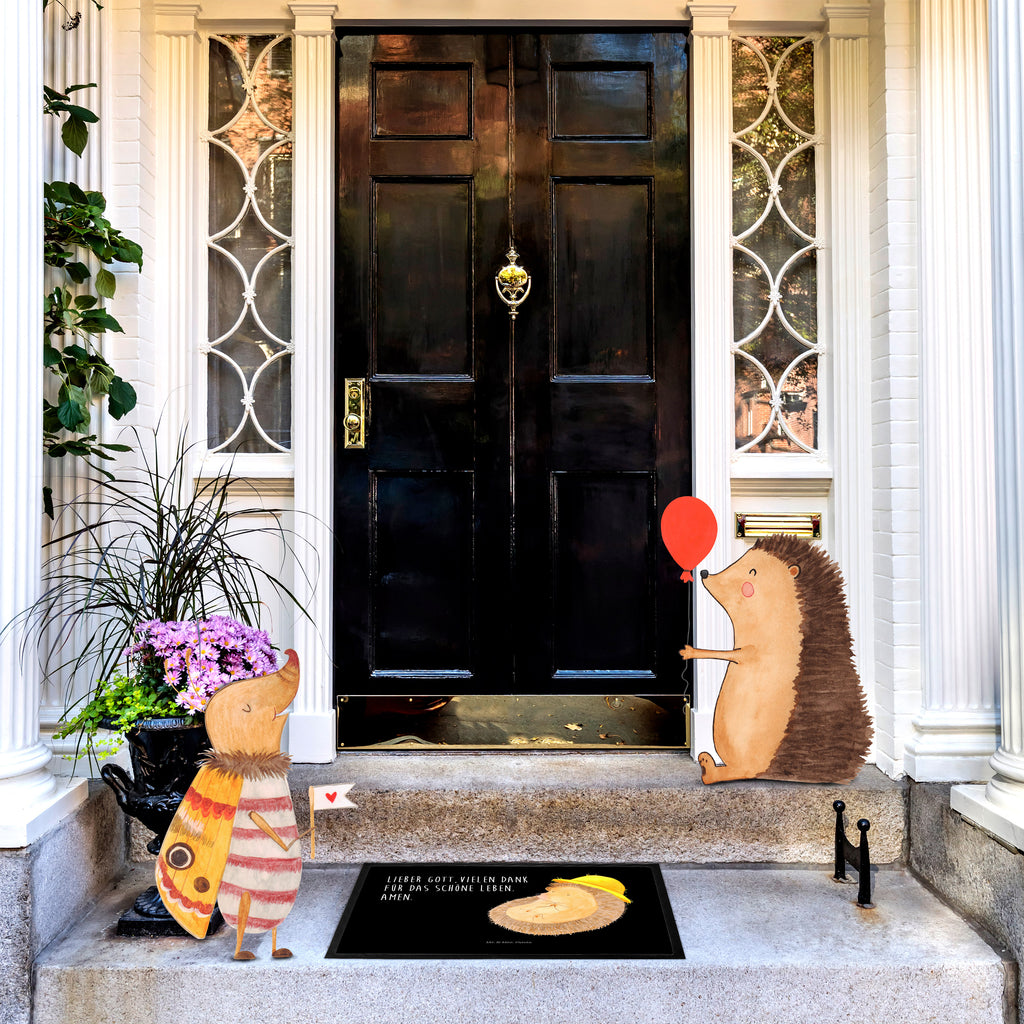 Fußmatte Igel betet Igel, Igel mit Hut, Sonnenhut, Gott, Amen, beten, Leben, Dankbarkeit, Dankbar sein, dankbar, genießen Türvorleger, Schmutzmatte, Fußabtreter, Matte, Schmutzfänger, Fußabstreifer, Schmutzfangmatte, Türmatte, Motivfußmatte,  Haustürmatte, Vorleger  süße Tiermotive, gute Laune, lustige Sprüche, Tiere