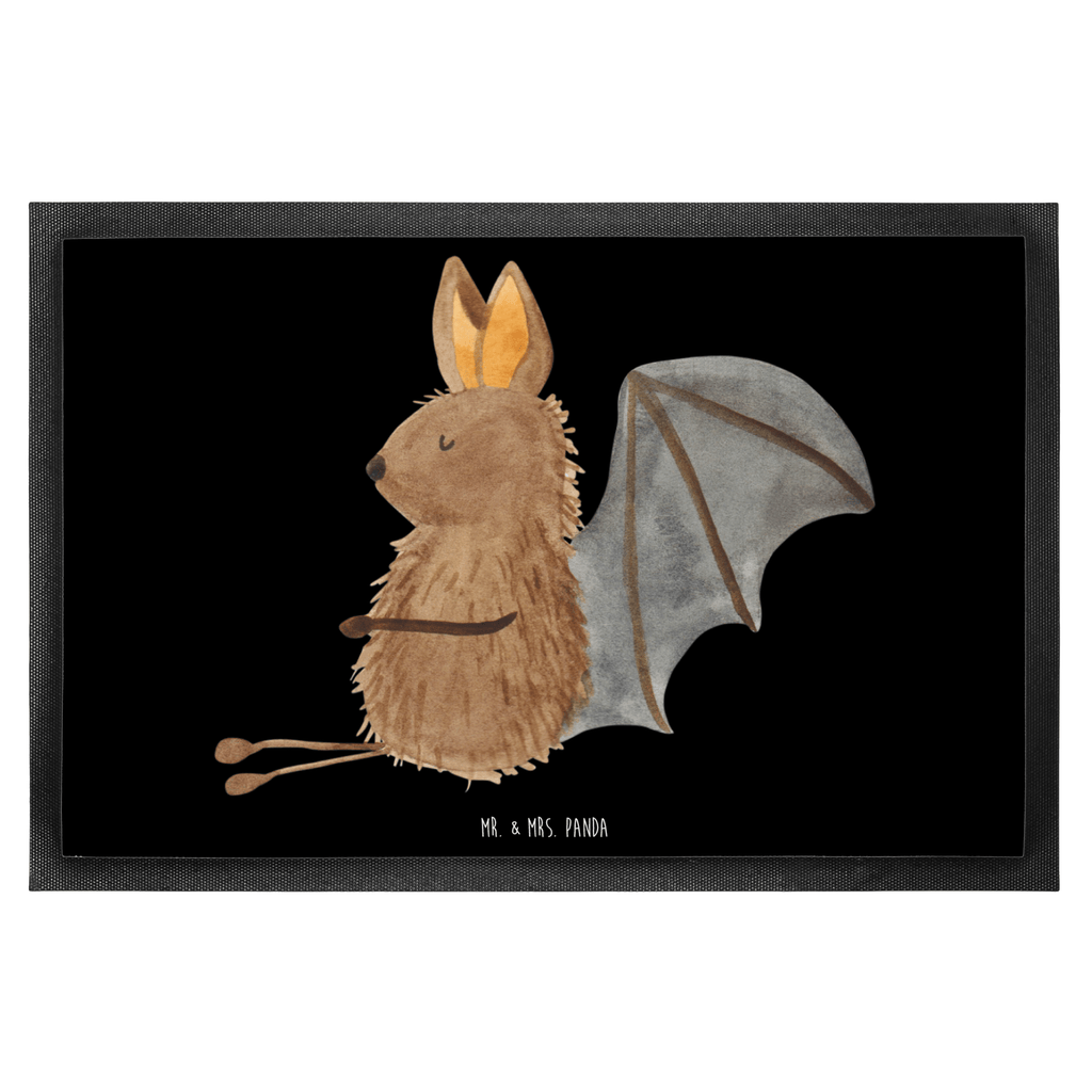 Fußmatte Fledermaus sitzend Fledermaus, Fledermäuse, Motivation, entspannen Türvorleger, Schmutzmatte, Fußabtreter, Matte, Schmutzfänger, Fußabstreifer, Schmutzfangmatte, Türmatte, Motivfußmatte,  Haustürmatte, Vorleger  süße Tiermotive, gute Laune, lustige Sprüche, Tiere