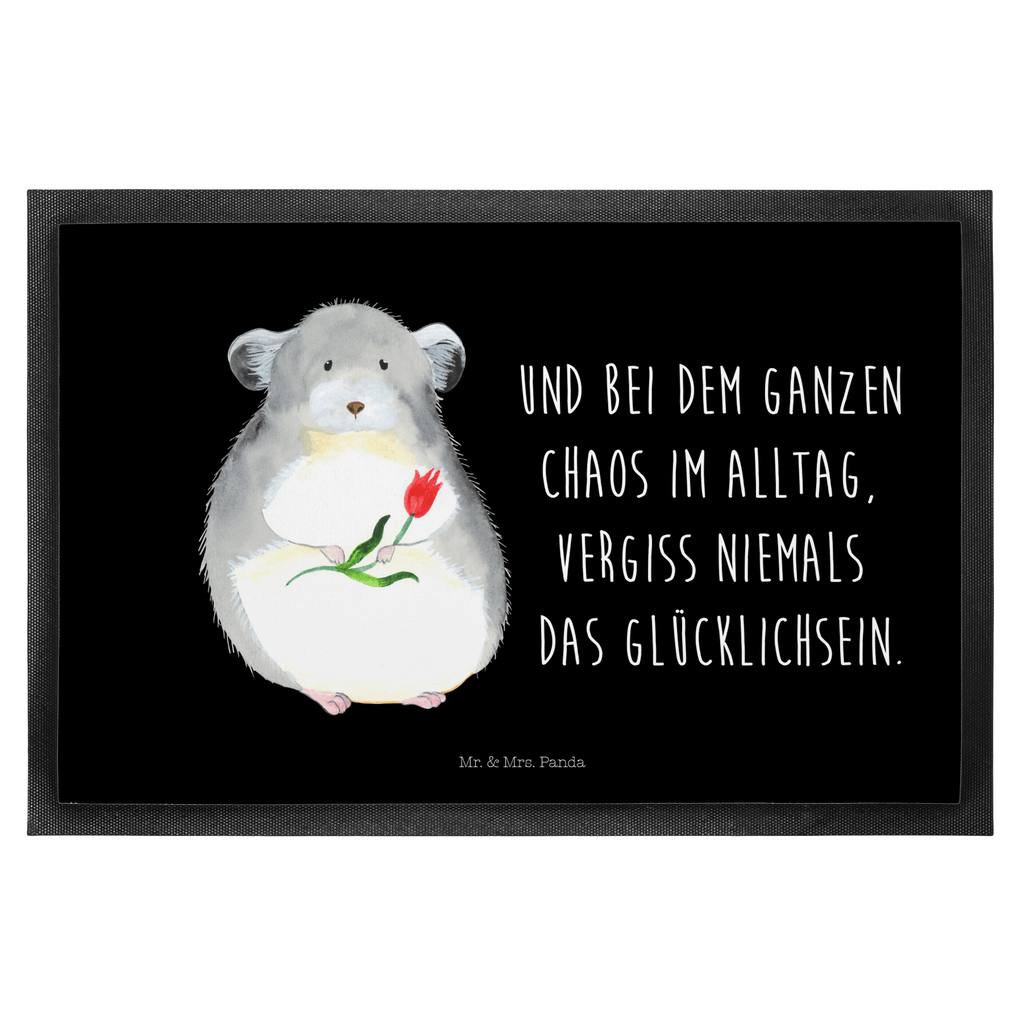 Fußmatte Chinchilla mit Blume Chinchilla, Chinchillas, Liebeskummer, Kummer, Depressionen, traurig sein, Chaos, Glücklichsein, Büro, Büroalltag Türvorleger, Schmutzmatte, Fußabtreter, Matte, Schmutzfänger, Fußabstreifer, Schmutzfangmatte, Türmatte, Motivfußmatte,  Haustürmatte, Vorleger  süße Tiermotive, gute Laune, lustige Sprüche, Tiere