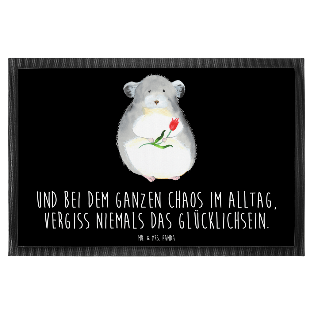 Fußmatte Chinchilla mit Blume Chinchilla, Chinchillas, Liebeskummer, Kummer, Depressionen, traurig sein, Chaos, Glücklichsein, Büro, Büroalltag Türvorleger, Schmutzmatte, Fußabtreter, Matte, Schmutzfänger, Fußabstreifer, Schmutzfangmatte, Türmatte, Motivfußmatte,  Haustürmatte, Vorleger  süße Tiermotive, gute Laune, lustige Sprüche, Tiere