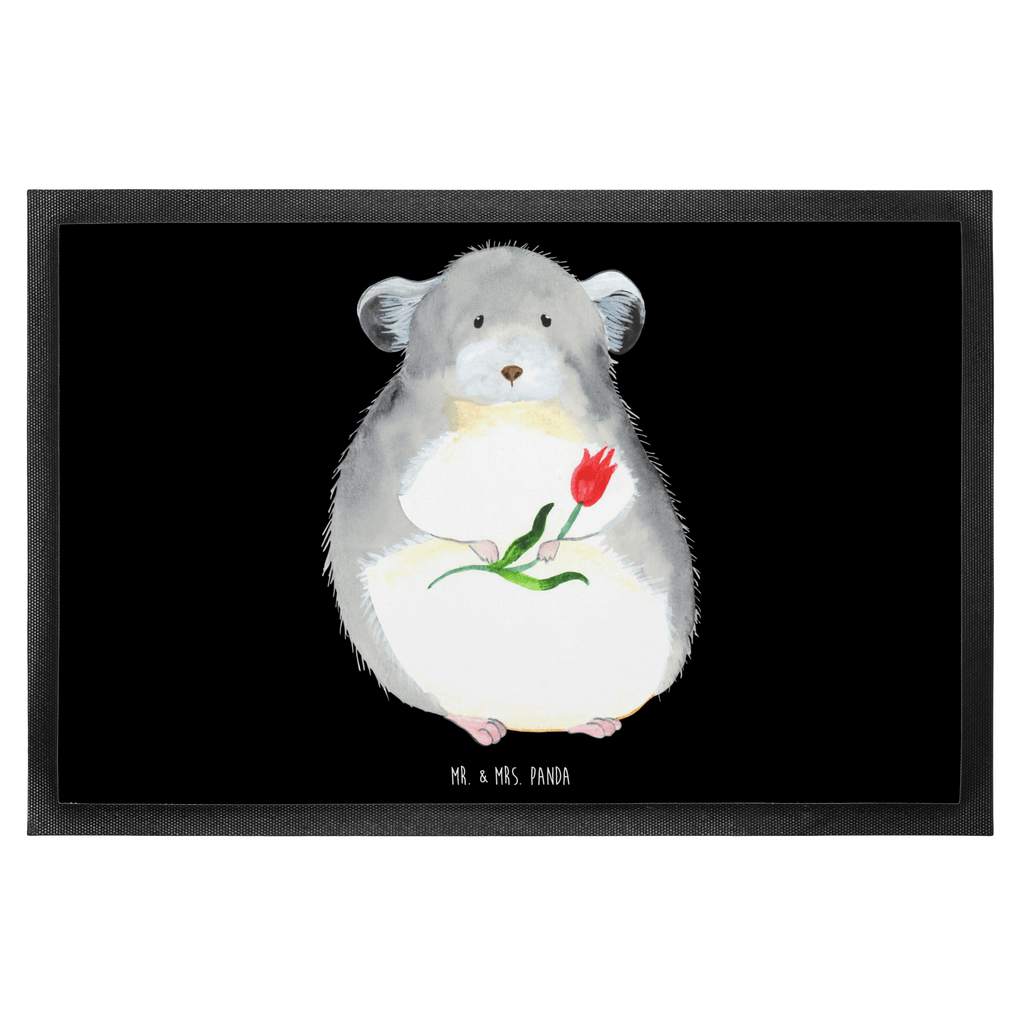 Fußmatte Chinchilla mit Blume Chinchilla, Chinchillas, Liebeskummer, Kummer, Depressionen, traurig sein, Chaos, Glücklichsein, Büro, Büroalltag Türvorleger, Schmutzmatte, Fußabtreter, Matte, Schmutzfänger, Fußabstreifer, Schmutzfangmatte, Türmatte, Motivfußmatte,  Haustürmatte, Vorleger  süße Tiermotive, gute Laune, lustige Sprüche, Tiere