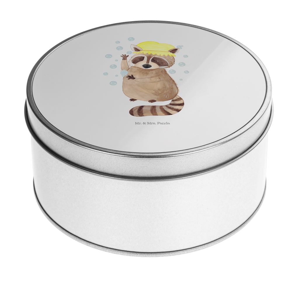 Blechdose rund Waschbär Metalldose, Keksdose, Dose, Vorratsdose, Geschenkbox, Tiermotive, Gute Laune, lustige Sprüche, Tiere, Waschbär, Tagträumen, Plan, Fröhlich, waschen, Seifenblasen