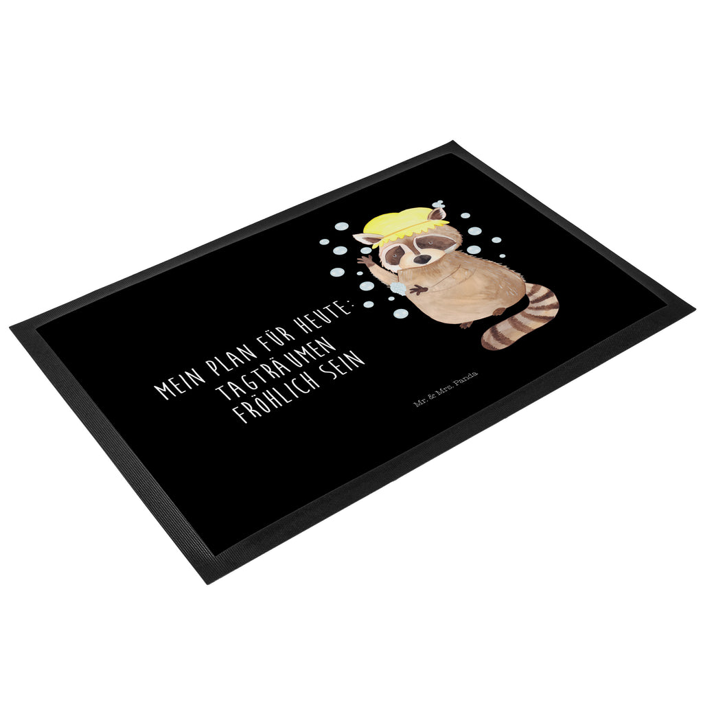 Fußmatte Waschbär Waschbär, Tagträumen, Plan, Fröhlich, waschen, Seifenblasen Türvorleger, Schmutzmatte, Fußabtreter, Matte, Schmutzfänger, Fußabstreifer, Schmutzfangmatte, Türmatte, Motivfußmatte,  Haustürmatte, Vorleger  süße Tiermotive, gute Laune, lustige Sprüche, Tiere